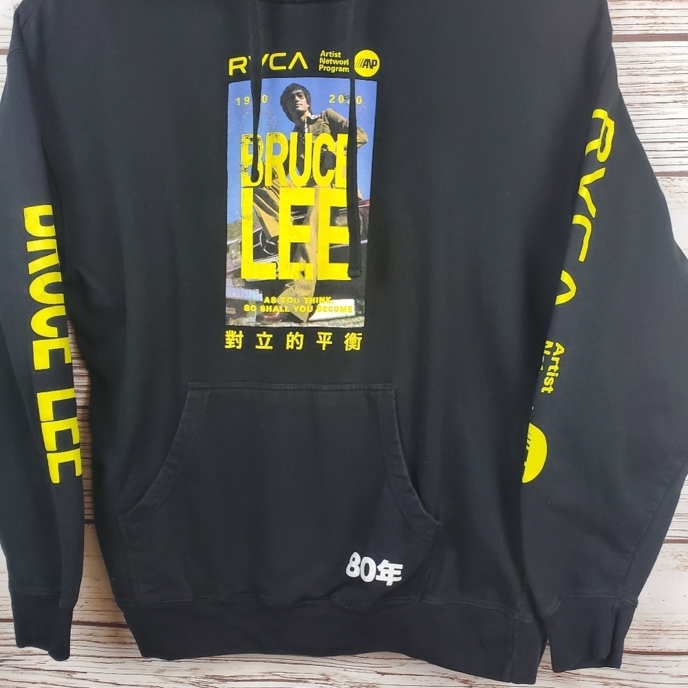 RVCA Mens XL Black Bruce Lee Graphic Pullover Hoodie - Picture 4 of 8